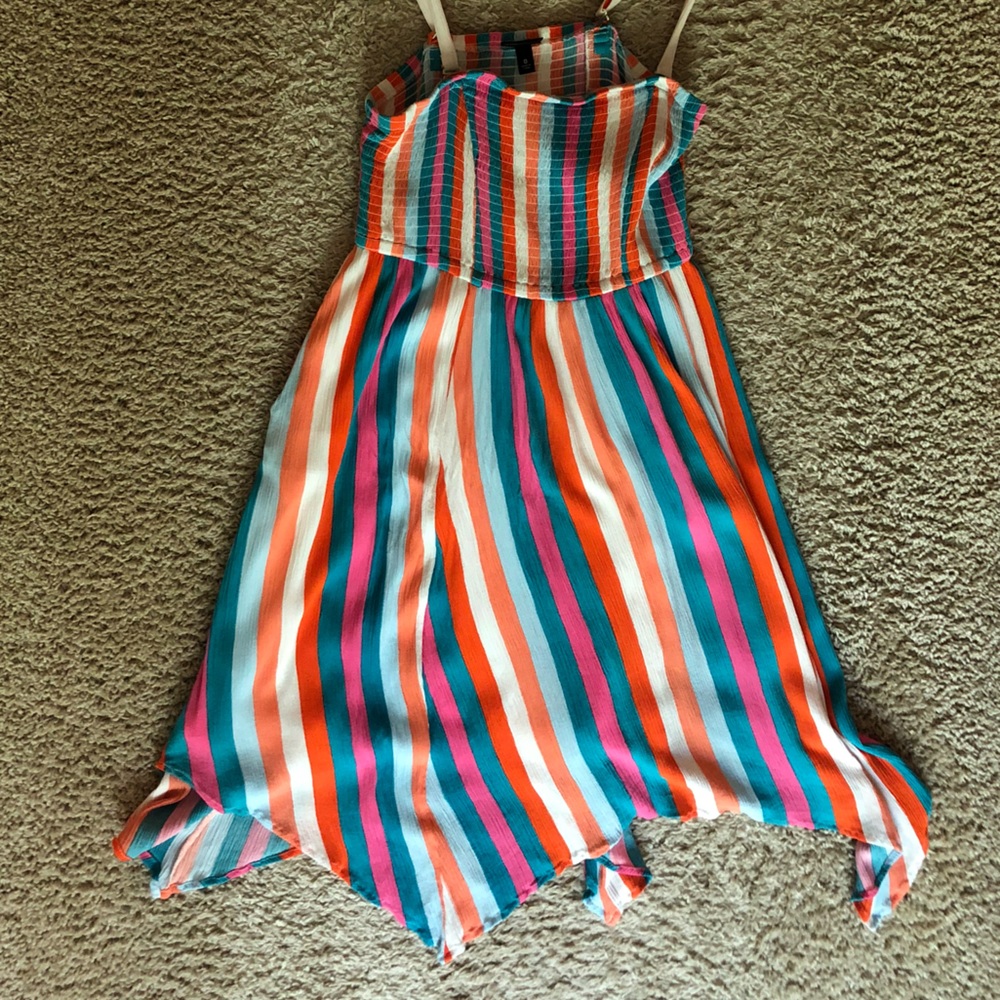 Rainbow striped dress with pockets, Knee length, Torrid (size 0 or 10-12)